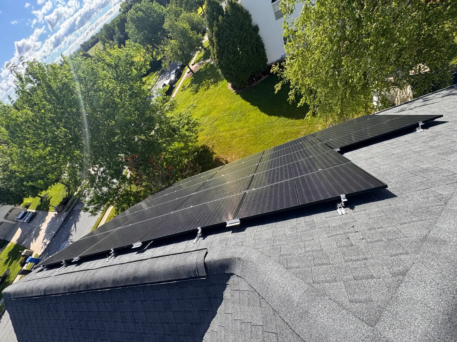 Existing solar panels before the service visit