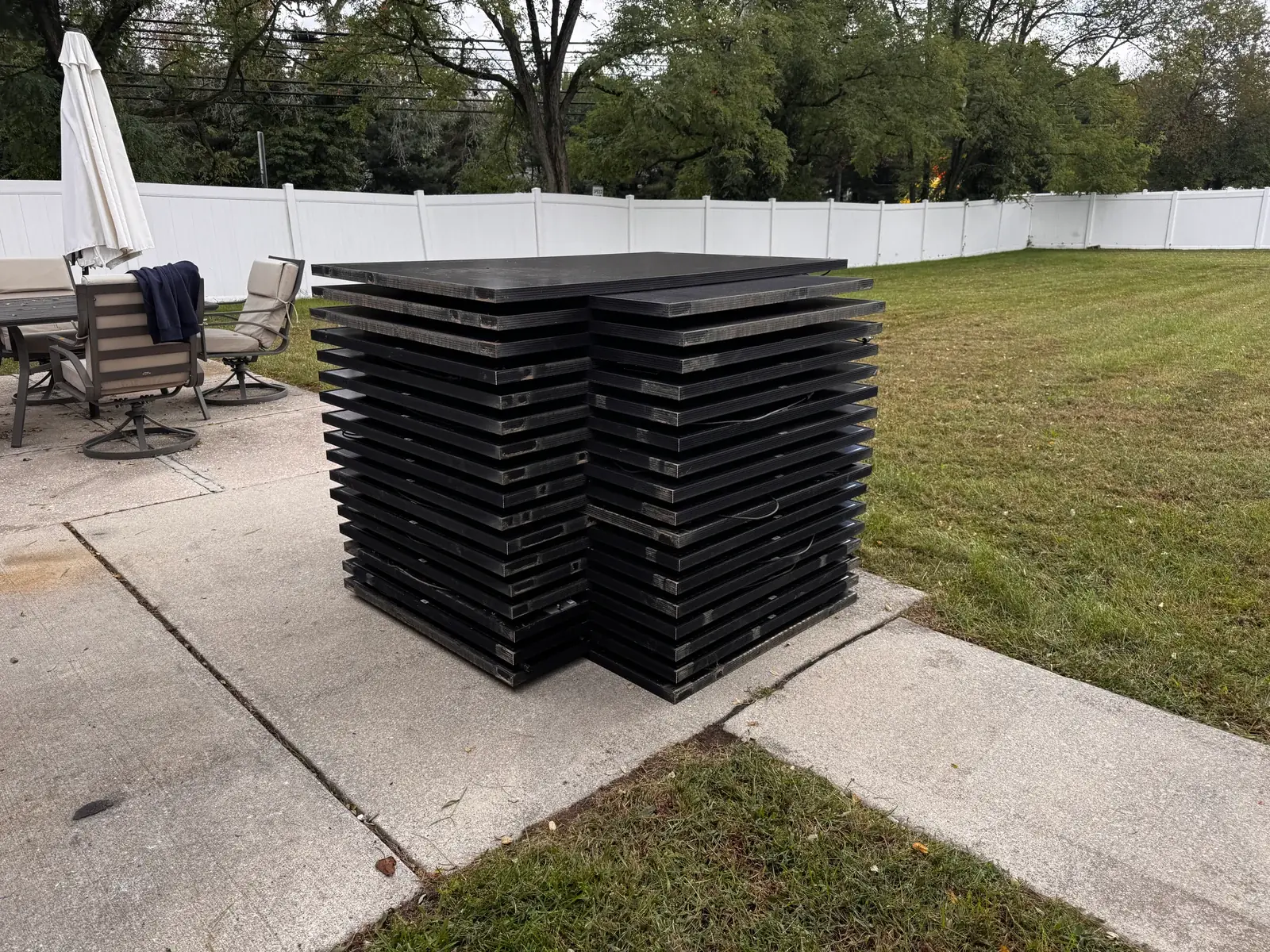Removed panels staged during the work