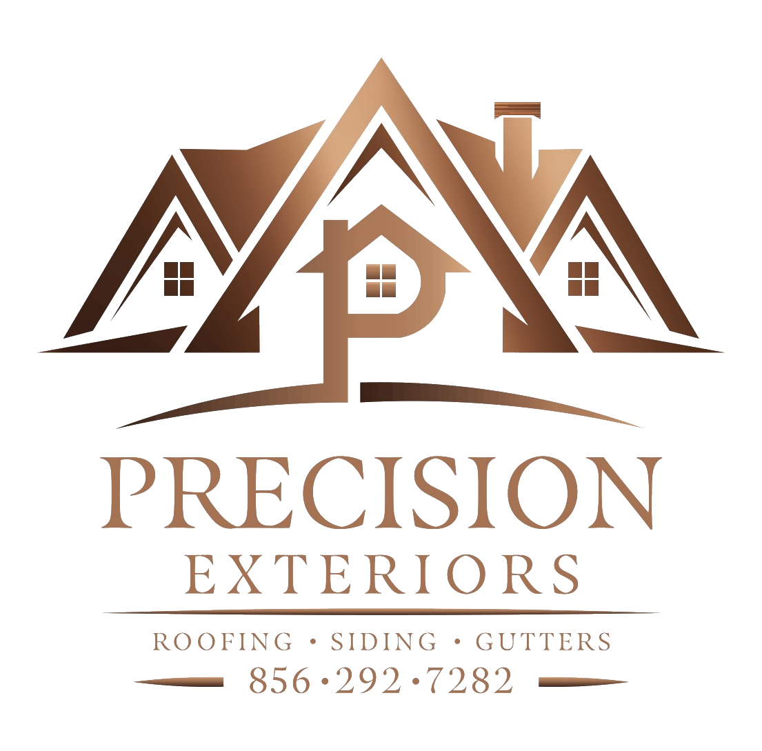 Precision Exteriors logo for roofing, siding, and gutters