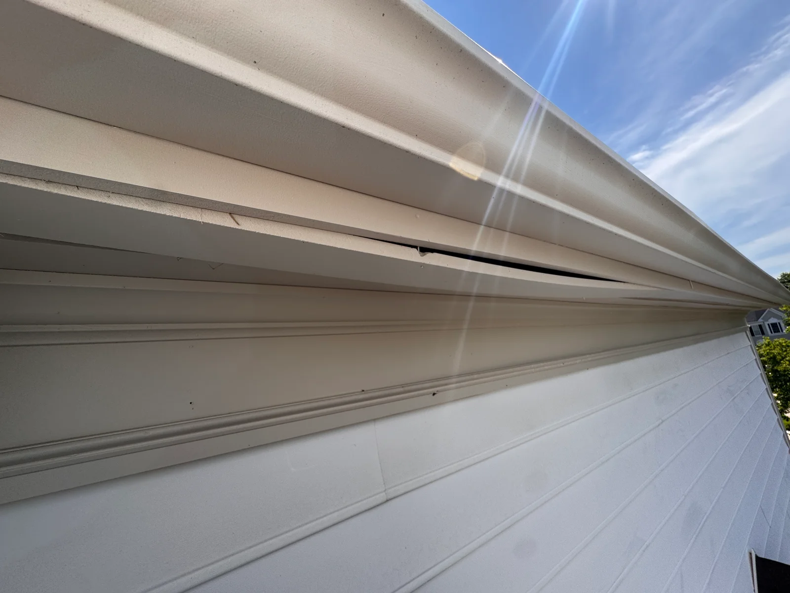 A second view of the soffit repair area