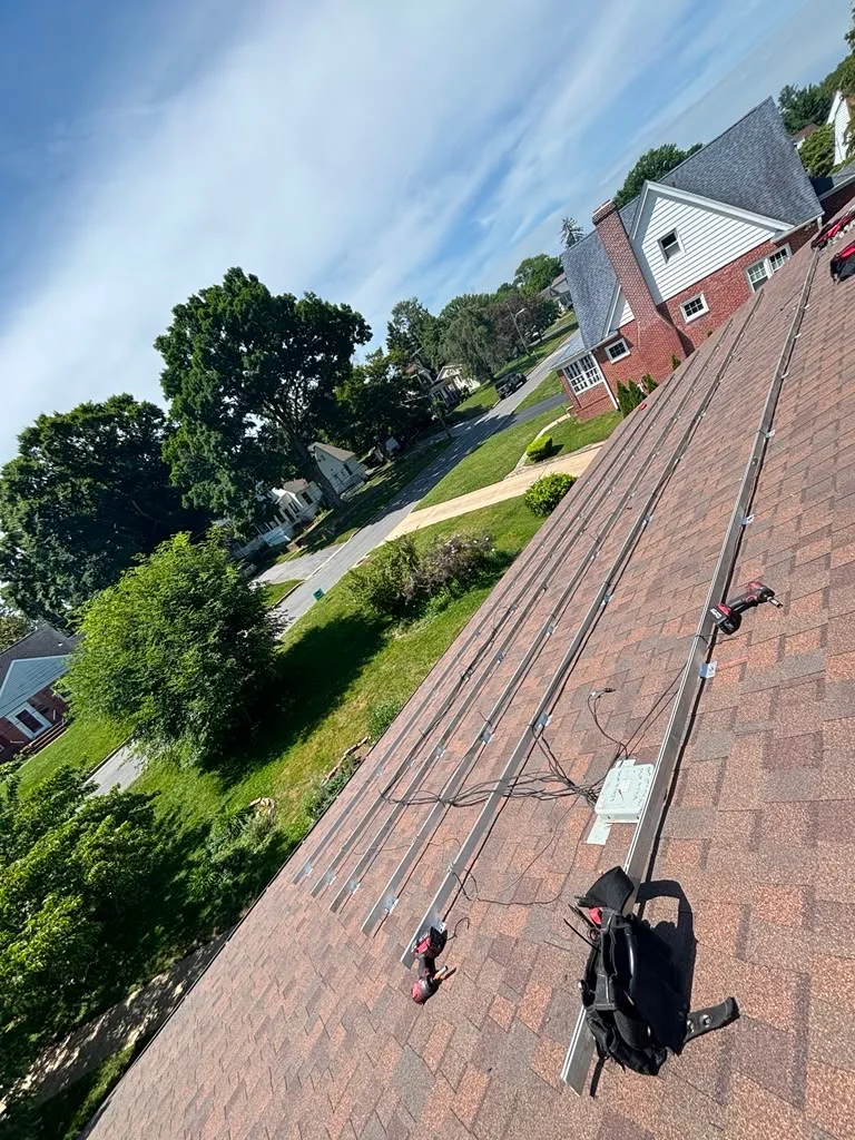 Rails and cables during solar reinstallation