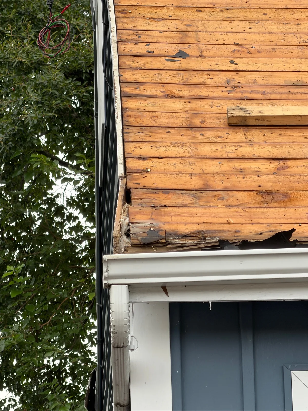 Roof-edge decking exposed during replacement