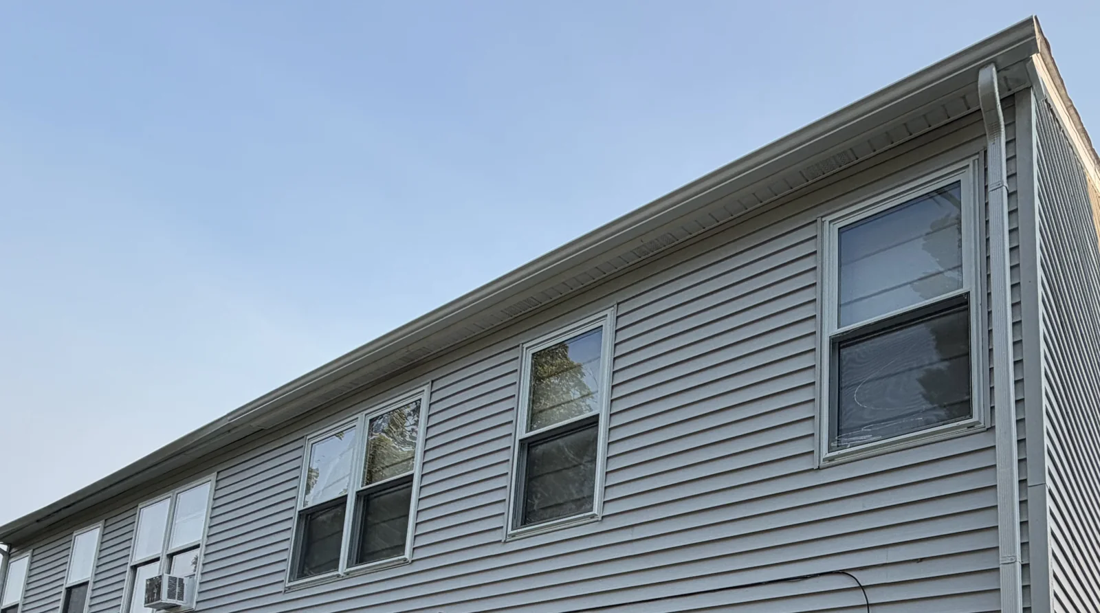 Rear eave and downspout detail