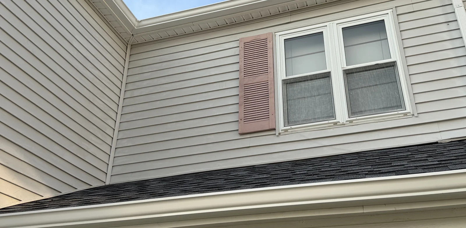 Front roof edge and gutter detail