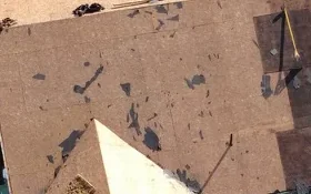 Exposed roof decking during replacement