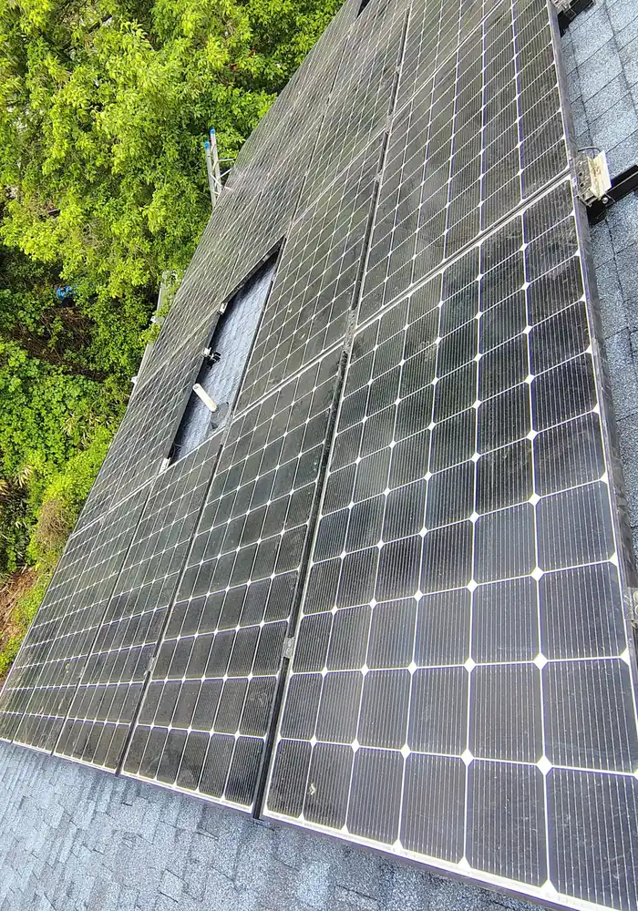 Solar panel grouping with an open area inside the array in Broomall, Pennsylvania