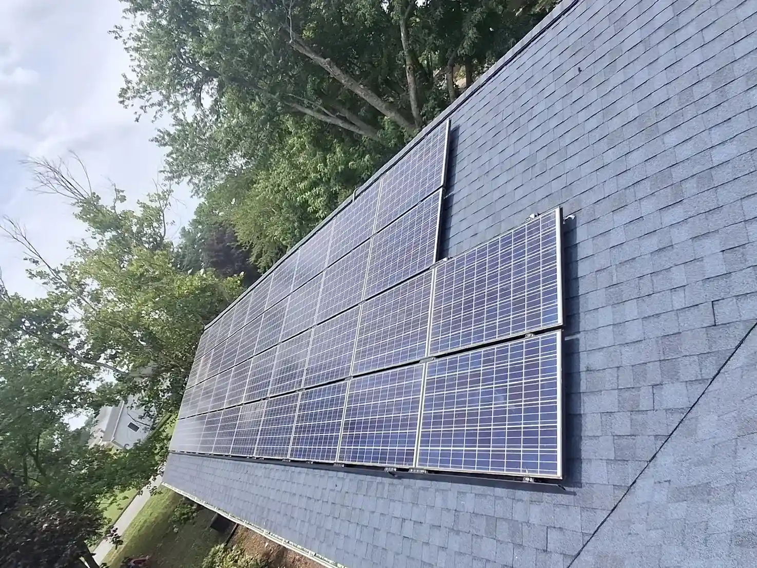 Framed solar panel rows with a stepped upper edge in Dover, Delaware