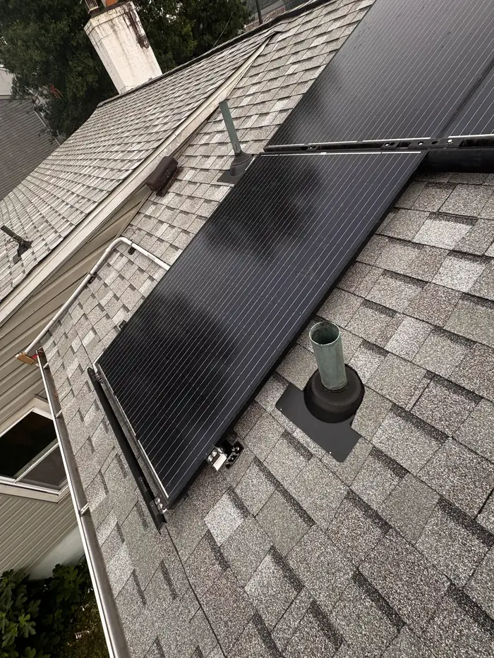 Separated sections of dark solar panels in Hamilton Township, New Jersey
