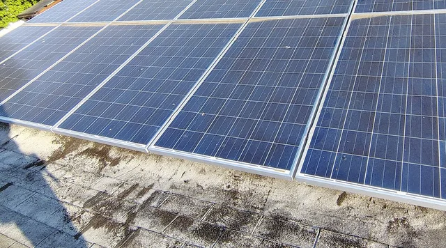 Broad rows of blue solar modules with silver frames in Somerdale, New Jersey