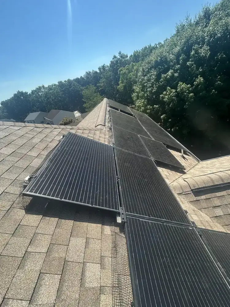 Solar panels reinstalled on a completed Sand Castle roof in Stafford Township, New Jersey