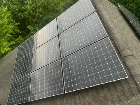 Silver-framed solar panels arranged in rows in Swedesboro, New Jersey