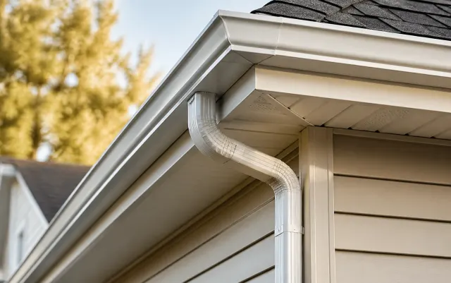 Gutter and downspout detail on a South Jersey home